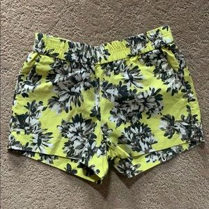 J. Crew neon yellow + gray floral shorts